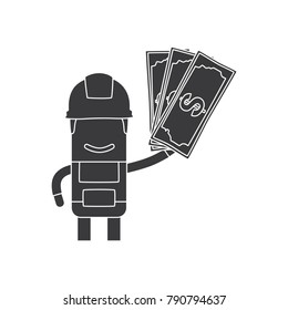 Worker holding money, vector illustration design. Construction characters collection.
