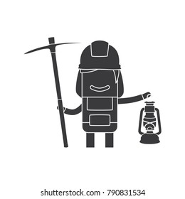 Worker holding a pick and a lamp, vector illustration design. Construction characters collection.
