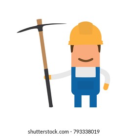 Worker holding a pick, vector illustration design. Construction characters collection.