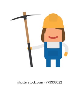 Worker holding a pick, vector illustration design. Construction characters collection.