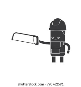 Worker holding a saw, vector illustration design. Construction characters collection.