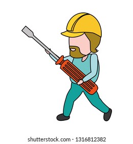 worker holding screwdriver tool