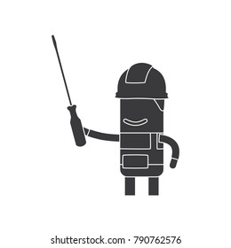 Worker holding a screwdriver, vector illustration design. Construction characters collection.