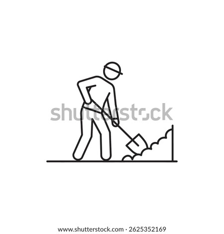 Worker Holding Shovel Digging Ground
