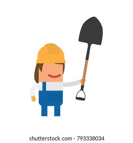 Worker holding a shovel, vector illustration design. Construction characters collection.