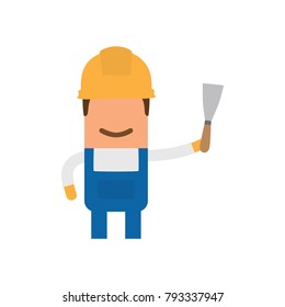 Worker holding a spatula, vector illustration design. Construction characters collection.