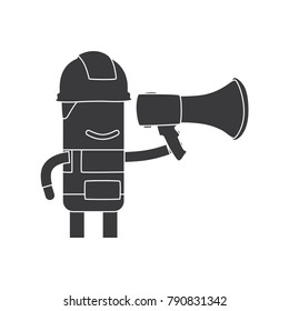 Worker holding a speaker, vector illustration design. Construction characters collection.