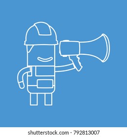 Worker holding a speaker, vector illustration design. Construction characters collection.