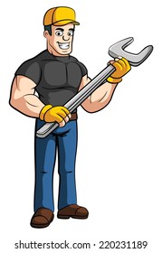 Worker holding Wrench