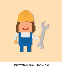 Worker holding a wrench, vector illustration design. Construction characters collection.
