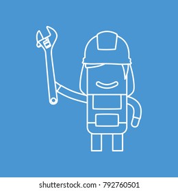 Worker holding a wrench, vector illustration design. Construction characters collection.