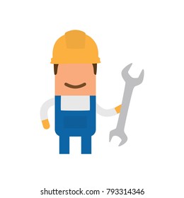 Worker holding a wrench, vector illustration design. Construction characters collection.