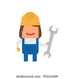 Worker holding a wrench, vector illustration design. Construction characters collection.