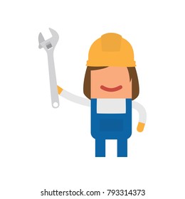 Worker holding a wrench, vector illustration design. Construction characters collection.