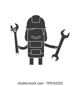 Worker holding wrenches, vector illustration design. Construction characters collection.