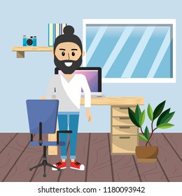 Worker at home office
