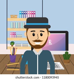 Worker at home office