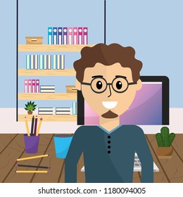 Worker at home office