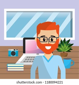 Worker at home office