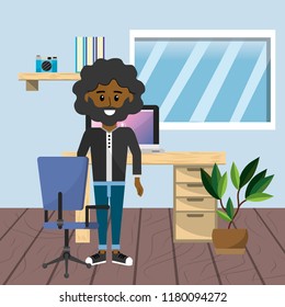 Worker at home office