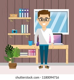 Worker at home office