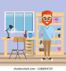 Worker at home office