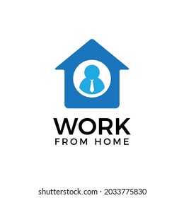 Worker and home. Work from home logo icon.