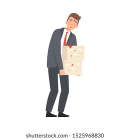 Worker With a Huge Number Of Tasks character Illustration Vector