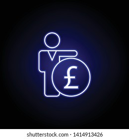 worker human pound icon in neon style. Element of finance illustration. Signs and symbols icon can be used for web, logo, mobile app, UI, UX