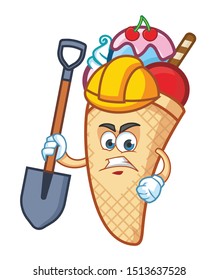 worker ice cream cone mascot character design