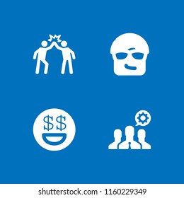 worker icon. 4 worker set with team, rich, success and smug vector icons for web and mobile app