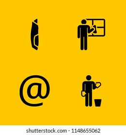 worker icon. 4 worker vectors with cutter, cleaning and at icons for web and mobile app