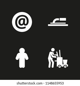 worker icon. 4 worker vectors with trowel, cleaning, at and man icons for web and mobile app
