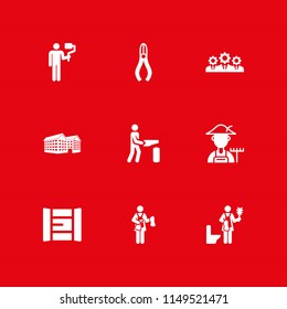 worker icon. 9 worker vectors with building houses, cleaning, painter and farmer icons for web and mobile app