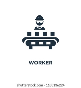 Worker icon. Black filled vector illustration. Worker symbol on white background. Can be used in web and mobile.