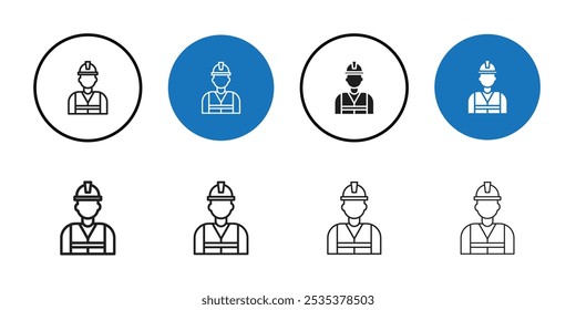 Worker icon Black line art vector logo set