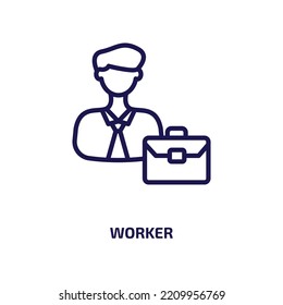 icono de trabajo de la colección de negocios. Trabajador lineal delgado, trabajo, icono de esquema de la industria aislado en fondo blanco. Signo de trabajo de vector de línea, símbolo para web y móvil