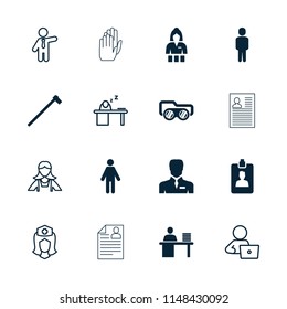 Worker icon. collection of 16 worker filled and outline icons such as casino girl, man, garden hammer, businessman, clipboard. editable worker icons for web and mobile.