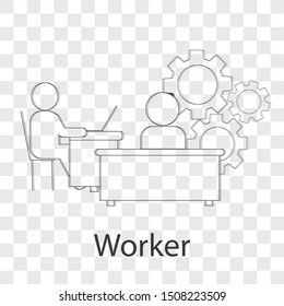 Worker icon concept on transparency background. Business idea object.  Line vector illustration use for your project.