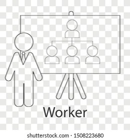 Worker  icon concept on transparency background. Business idea object.  Line vector illustration use for your project.