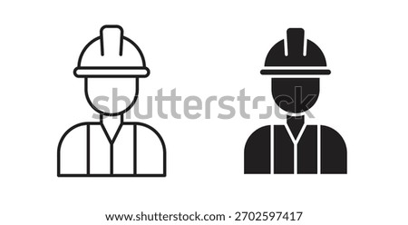 Worker icon with editable stroke and flat vector pack