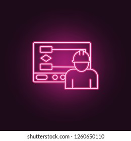 worker icon. Elements of Manufacturing in neon style icons. Simple icon for websites, web design, mobile app, info graphics