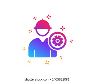 Worker icon. Engineer Profile with cogwheel sign. Male Person silhouette symbol. Dynamic shapes. Gradient design engineer icon. Classic style. Vector