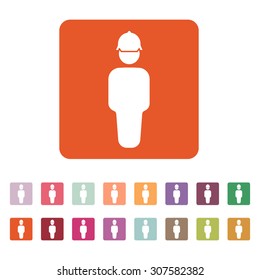 The worker icon. Engineer and repair, technician, builder symbol. Flat Vector illustration. Button Set