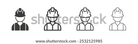 Worker icon in fill and three stroke sizes
