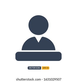 worker icon in Glyph style isolated on white background. for your web site design, logo, app, UI. Vector graphics illustration and editable stroke. EPS 10.