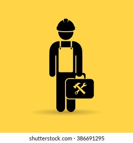 Worker icon isolated on yellow background