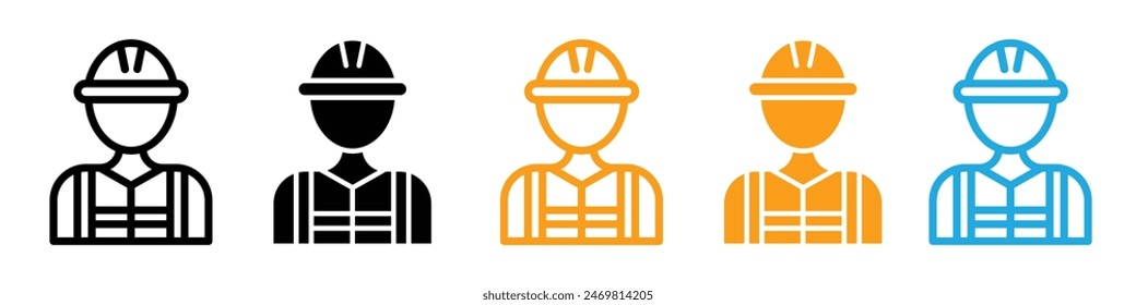 Worker icon logo set vector