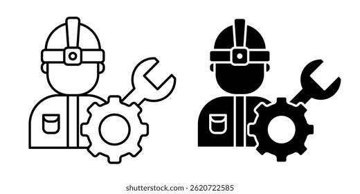 Worker Icon Outline and Glyph Collection.Vector illustration.