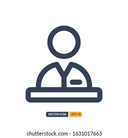 worker icon in Outline style isolated on white background. for your web site design, logo, app, UI. Vector graphics illustration and editable stroke. EPS 10.
